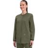 Cherokee Scrub for Women Snap Front Jacket with 3 Pockets, Fade Resistant, 2-Way Stretch, Soft & Durable Fabric – WW340(Olive)