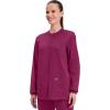 Cherokee Scrub for Women Snap Front Jacket with 3 Pockets, Fade Resistant, 2-Way Stretch, Soft & Durable Fabric – WW340(Wine)