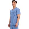 Cherokee Scrub top for Men V-Neck with 3 Pockets, Knit Details, Soft, Durable, Breathable, 2-Way Stretch Fabric – WW670(Ciel)