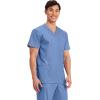Cherokee Scrub top for Men V-Neck with 3 Pockets, Knit Details, Soft, Durable, Breathable, 2-Way Stretch Fabric – WW670(Ciel)