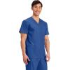 Cherokee Scrub top for Men V-Neck with 3 Pockets, Knit Details, Soft, Durable, Breathable, 2-Way Stretch Fabric – WW670(Galaxy Blue)