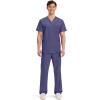 Cherokee Scrub top for Men V-Neck with 3 Pockets, Knit Details, Soft, Durable, Breathable, 2-Way Stretch Fabric – WW670(Grape)