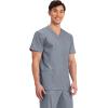 Cherokee Scrub top for Men V-Neck with 3 Pockets, Knit Details, Soft, Durable, Breathable, 2-Way Stretch Fabric – WW670(Grey)