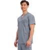 Cherokee Scrub top for Men V-Neck with 3 Pockets, Knit Details, Soft, Durable, Breathable, 2-Way Stretch Fabric – WW670(Grey)