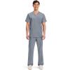 Cherokee Scrub top for Men V-Neck with 3 Pockets, Knit Details, Soft, Durable, Breathable, 2-Way Stretch Fabric – WW670(Grey)