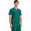 Cherokee Scrub top for Men V-Neck with 3 Pockets, Knit Details, Soft, Durable, Breathable, 2-Way Stretch Fabric – WW670(Hunter Green)