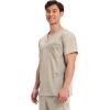 Cherokee Scrub top for Men V-Neck with 3 Pockets, Knit Details, Soft, Durable, Breathable, 2-Way Stretch Fabric – WW670(Khaki)