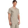 Cherokee Scrub top for Men V-Neck with 3 Pockets, Knit Details, Soft, Durable, Breathable, 2-Way Stretch Fabric – WW670(Khaki)
