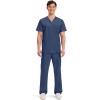 Cherokee Scrub top for Men V-Neck with 3 Pockets, Knit Details, Soft, Durable, Breathable, 2-Way Stretch Fabric – WW670(Navy)