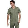 Cherokee Scrub top for Men V-Neck with 3 Pockets, Knit Details, Soft, Durable, Breathable, 2-Way Stretch Fabric – WW670(Olive)
