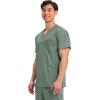 Cherokee Scrub top for Men V-Neck with 3 Pockets, Knit Details, Soft, Durable, Breathable, 2-Way Stretch Fabric – WW670(Olive)