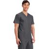 Cherokee Scrub top for Men V-Neck with 3 Pockets, Knit Details, Soft, Durable, Breathable, 2-Way Stretch Fabric – WW670(Pewter)