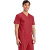 Cherokee Scrub top for Men V-Neck with 3 Pockets, Knit Details, Soft, Durable, Breathable, 2-Way Stretch Fabric – WW670(Red)