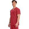 Cherokee Scrub top for Men V-Neck with 3 Pockets, Knit Details, Soft, Durable, Breathable, 2-Way Stretch Fabric – WW670(Red)