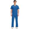 Cherokee Scrub top for Men V-Neck with 3 Pockets, Knit Details, Soft, Durable, Breathable, 2-Way Stretch Fabric – WW670(Royal)
