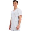Cherokee Scrub top for Men V-Neck with 3 Pockets, Knit Details, Soft, Durable, Breathable, 2-Way Stretch Fabric – WW670(White)