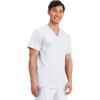 Cherokee Scrub top for Men V-Neck with 3 Pockets, Knit Details, Soft, Durable, Breathable, 2-Way Stretch Fabric – WW670(White)