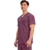 Cherokee Scrub top for Men V-Neck with 3 Pockets, Knit Details, Soft, Durable, Breathable, 2-Way Stretch Fabric – WW670(Wine)