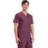 Cherokee Scrub top for Men V-Neck with 3 Pockets, Knit Details, Soft, Durable, Breathable, 2-Way Stretch Fabric – WW670(Wine)