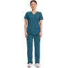 Cherokee Scrubs Top for Women Mock Wrap with 3 Pockets, Soft, 2-Way Stretch & Durable Fabric – WW610(Caribbean Blue)