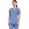Cherokee Scrubs Top for Women Mock Wrap with 3 Pockets, Soft, 2-Way Stretch & Durable Fabric – WW610(Ciel)