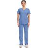 Cherokee Scrubs Top for Women Mock Wrap with 3 Pockets, Soft, 2-Way Stretch & Durable Fabric – WW610(Ciel)