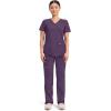 Cherokee Scrubs Top for Women Mock Wrap with 3 Pockets, Soft, 2-Way Stretch & Durable Fabric – WW610(Eggplant)