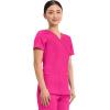 Cherokee Scrubs Top for Women Mock Wrap with 3 Pockets, Soft, 2-Way Stretch & Durable Fabric – WW610(Electric Pink)
