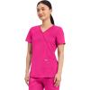 Cherokee Scrubs Top for Women Mock Wrap with 3 Pockets, Soft, 2-Way Stretch & Durable Fabric – WW610(Electric Pink)