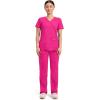 Cherokee Scrubs Top for Women Mock Wrap with 3 Pockets, Soft, 2-Way Stretch & Durable Fabric – WW610(Electric Pink)