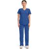Cherokee Scrubs Top for Women Mock Wrap with 3 Pockets, Soft, 2-Way Stretch & Durable Fabric – WW610(Galaxy Blue)