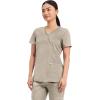 Cherokee Scrubs Top for Women Mock Wrap with 3 Pockets, Soft, 2-Way Stretch & Durable Fabric – WW610(Khaki)