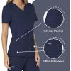 Cherokee Scrubs Top for Women Mock Wrap with 3 Pockets, Soft, 2-Way Stretch & Durable Fabric – WW610(Navy)