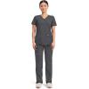 Cherokee Scrubs Top for Women Mock Wrap with 3 Pockets, Soft, 2-Way Stretch & Durable Fabric – WW610(Pewter)