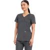 Cherokee Scrubs Top for Women Mock Wrap with 3 Pockets, Soft, 2-Way Stretch & Durable Fabric – WW610(Pewter)