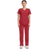 Cherokee Scrubs Top for Women Mock Wrap with 3 Pockets, Soft, 2-Way Stretch & Durable Fabric – WW610(Red)