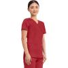 Cherokee Scrubs Top for Women Mock Wrap with 3 Pockets, Soft, 2-Way Stretch & Durable Fabric – WW610(Red)