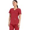 Cherokee Scrubs Top for Women Mock Wrap with 3 Pockets, Soft, 2-Way Stretch & Durable Fabric – WW610(Red)