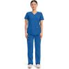 Cherokee Scrubs Top for Women Mock Wrap with 3 Pockets, Soft, 2-Way Stretch & Durable Fabric – WW610(Royal)