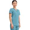 Cherokee Scrubs Top for Women Mock Wrap with 3 Pockets, Soft, 2-Way Stretch & Durable Fabric – WW610(Soft Marine)
