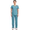 Cherokee Scrubs Top for Women Mock Wrap with 3 Pockets, Soft, 2-Way Stretch & Durable Fabric – WW610(Soft Marine)