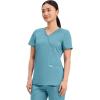 Cherokee Scrubs Top for Women Mock Wrap with 3 Pockets, Soft, 2-Way Stretch & Durable Fabric – WW610(Soft Marine)