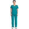 Cherokee Scrubs Top for Women Mock Wrap with 3 Pockets, Soft, 2-Way Stretch & Durable Fabric – WW610(Teal Blue)
