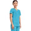 Cherokee Scrubs Top for Women Mock Wrap with 3 Pockets, Soft, 2-Way Stretch & Durable Fabric – WW610(Turquoise)