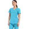 Cherokee Scrubs Top for Women Mock Wrap with 3 Pockets, Soft, 2-Way Stretch & Durable Fabric – WW610(Turquoise)