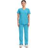Cherokee Scrubs Top for Women Mock Wrap with 3 Pockets, Soft, 2-Way Stretch & Durable Fabric – WW610(Turquoise)