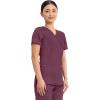 Cherokee Scrubs Top for Women Mock Wrap with 3 Pockets, Soft, 2-Way Stretch & Durable Fabric – WW610(Wine)