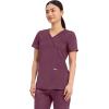 Cherokee Scrubs Top for Women Mock Wrap with 3 Pockets, Soft, 2-Way Stretch & Durable Fabric – WW610(Wine)