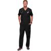 Cherokee Scrubs for Men Tuckable V-Neck Nursing Scrub Top with Chest Pocket, Side Vents & 2-Way Stretch Fabric – 4743(Black)