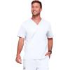 Cherokee Scrubs for Men Tuckable V-Neck Nursing Scrub Top with Chest Pocket, Side Vents & 2-Way Stretch Fabric – 4743(White)